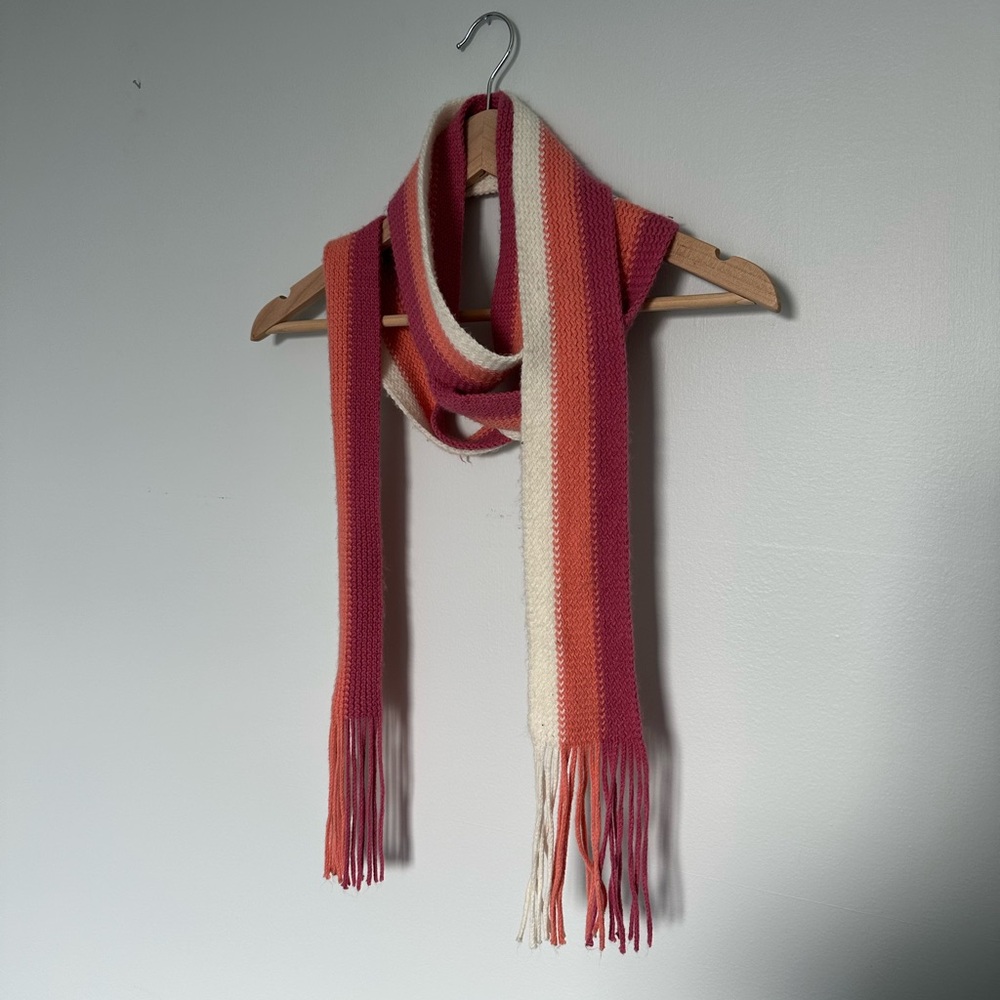 Striped Pink, Orange, and Cream Scarf